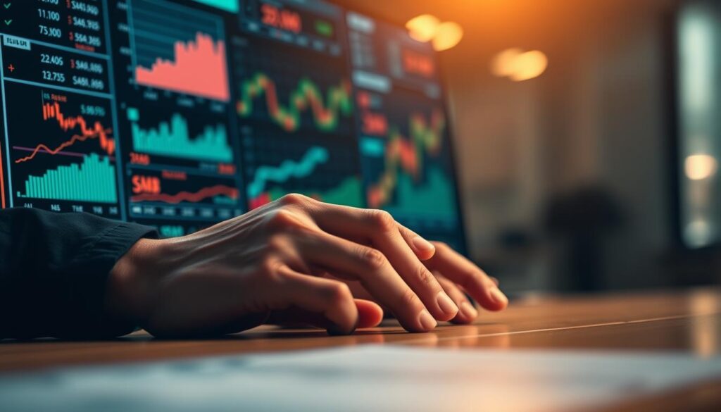 A close-up view of a person's hands managing and adjusting various financial instruments and metrics on a digital display, representing the strategic management of capital in the SUT88 IO gaming platform. The scene is bathed in a soft, warm lighting that creates a focused and contemplative atmosphere. The background is blurred, emphasizing the importance of the financial management actions taking place. The composition is balanced and the overall mood conveys the significance of responsible capital management for success in the SUT88 IO gaming experience.